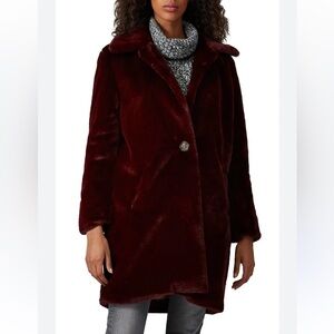 Waverly Grey Faux Fur Betty Burgundy Red Teddy Jacket Plush Oversized Medium